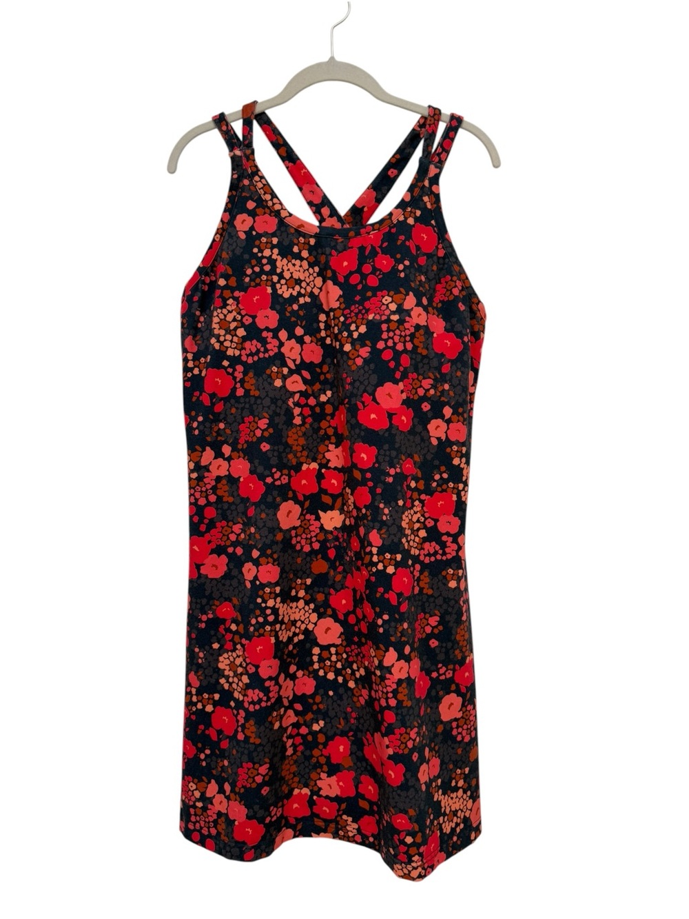 Title Nine Floral Print Sleeveless Shift Athletic Sporty Dress Red Navy Size XL